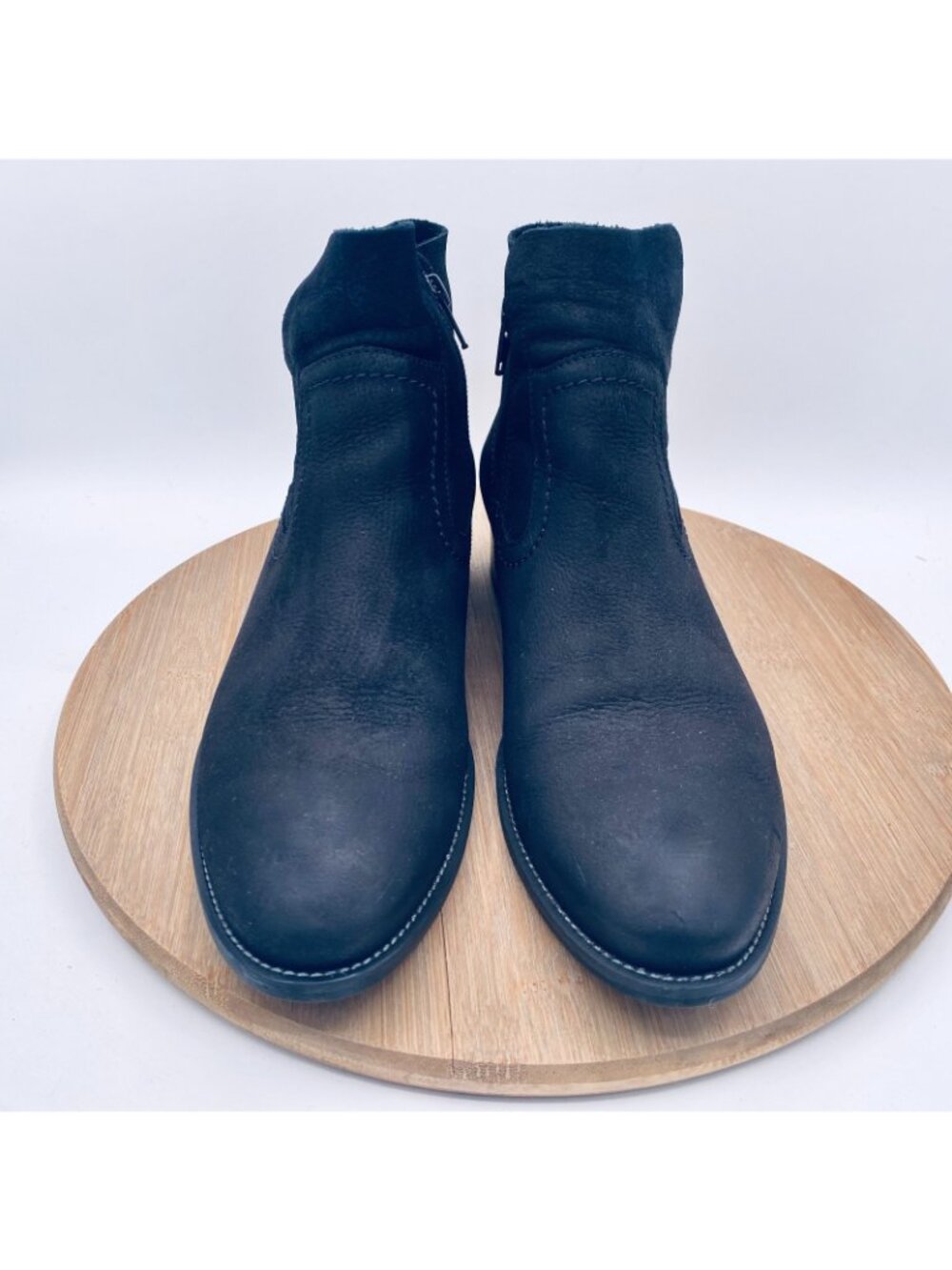 Paul Green Boots Womens 8.5 Black Leather Ankle Booties Zip Quiet Luxury - Picture 3 of 11